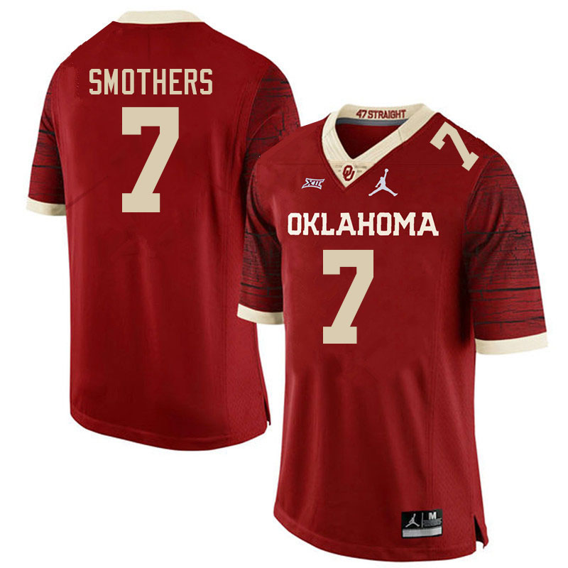 Men #7 Daylan Smothers Oklahoma Sooners College Football Jerseys Stitched-Retro